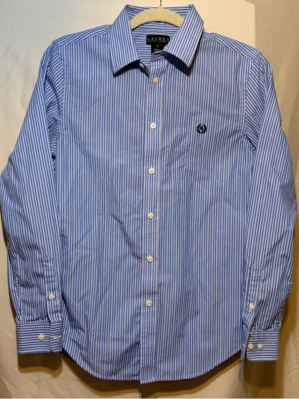 Ralph Lauren Blue and White Striped Dress Shirt